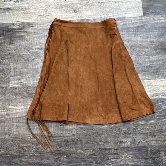Octavia Faux Suede Knee Length Skirt Boho Fall Winter Size Medium - Picture 9 of 14